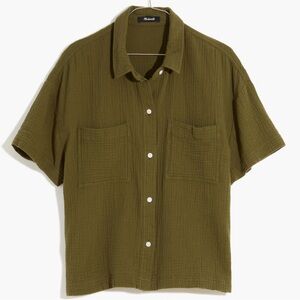Madewell Lightspun Beachside Shirt in Kale